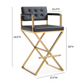 Director Black Performance Vegan Leather and Gold Steel Barstool Model: TOV-K3669